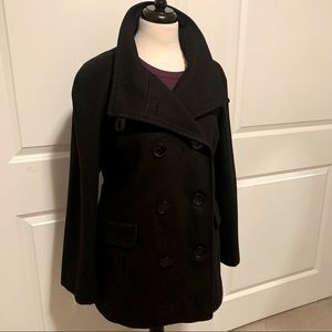 Calvin Klein 10 Wool Blend Double Breasted Funnel Collar Pea Coat